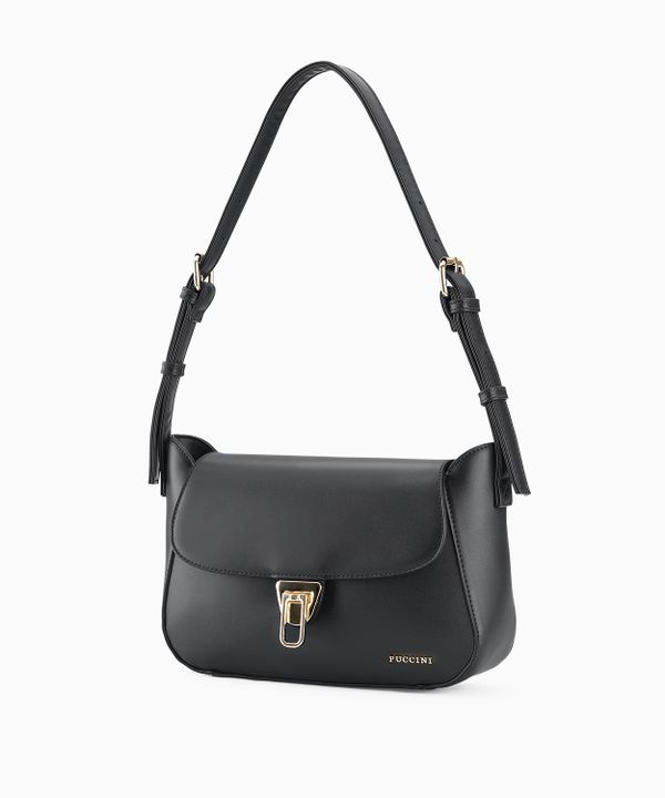 Torebka damska bagietka na ramię z regulowanym paskiem czarna