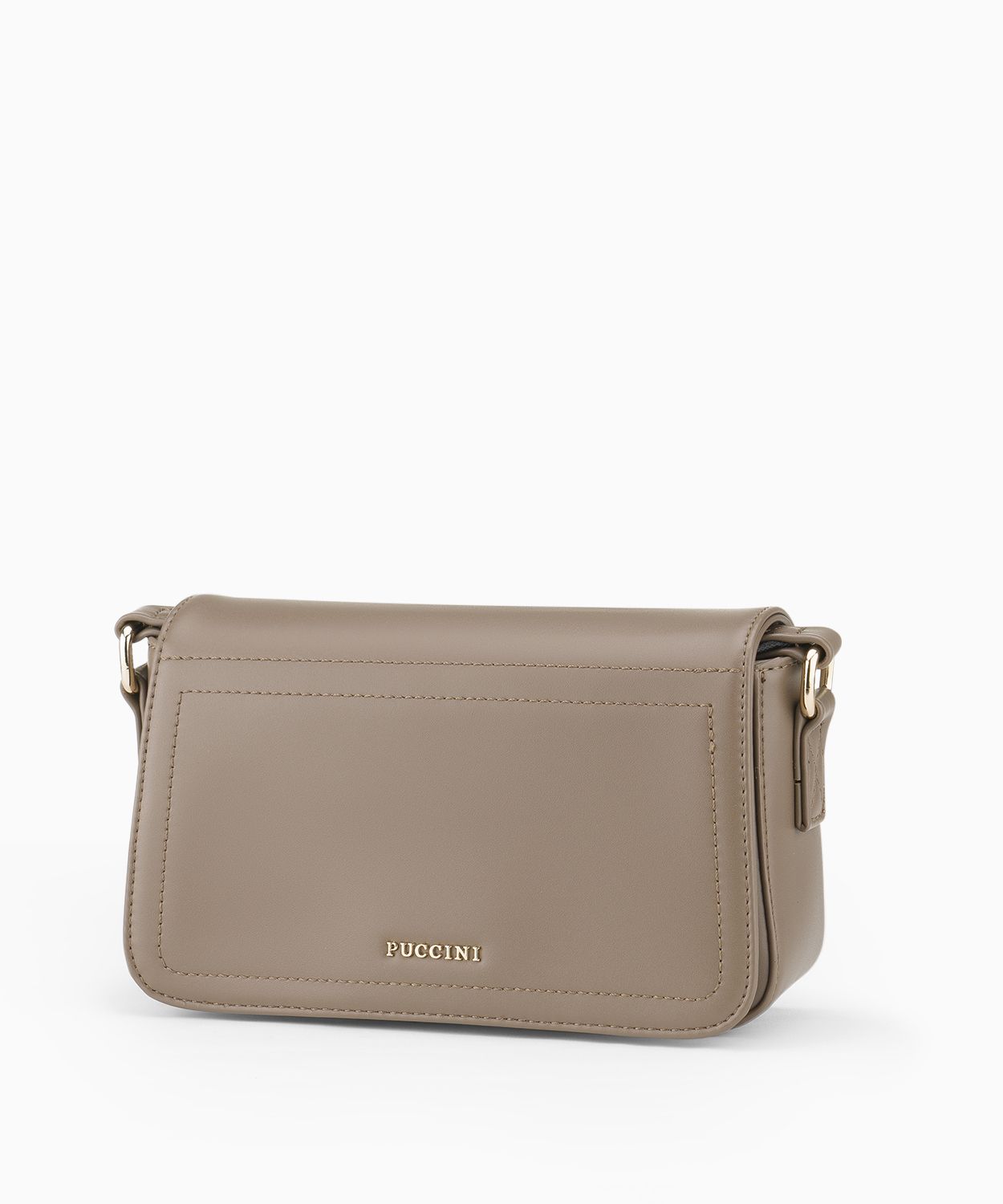 Torebka damska listonoszka z regulowanym materiałowym paskiem beżowa