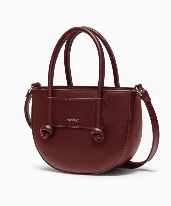 Torebka damska mała crossbody z uchwytami ze skóry ekologicznej bordowa