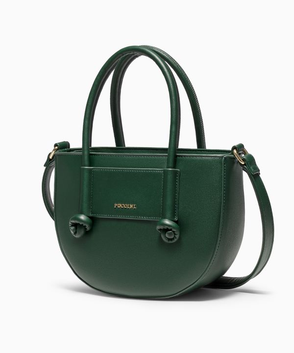 Torebka damska mała crossbody z uchwytami ze skóry ekologicznej ciemnozielona