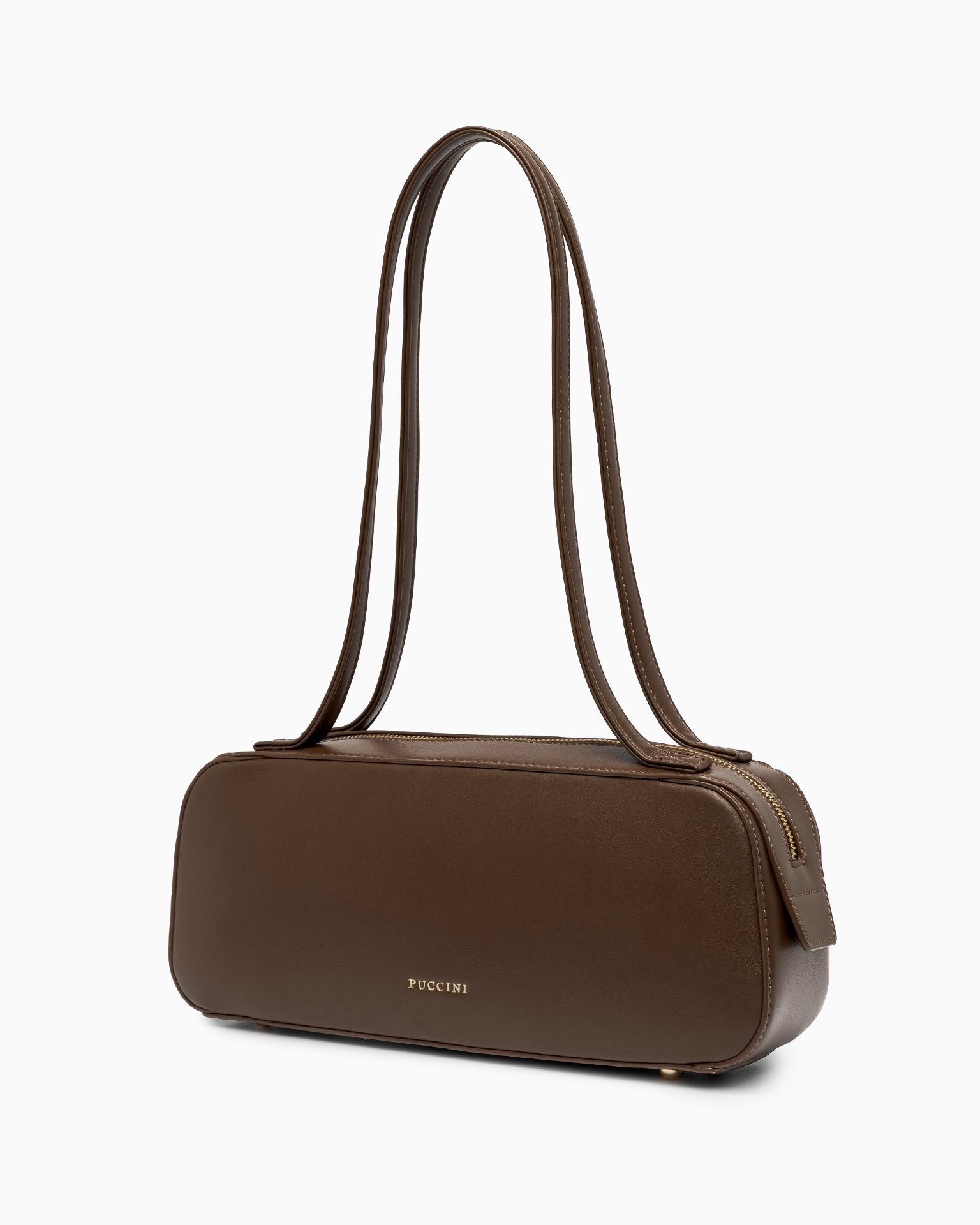 Torebka damska bagietka ze skóry ekologicznej brązowa