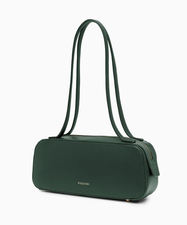 Torebka damska bagietka ze skóry ekologicznej zielona