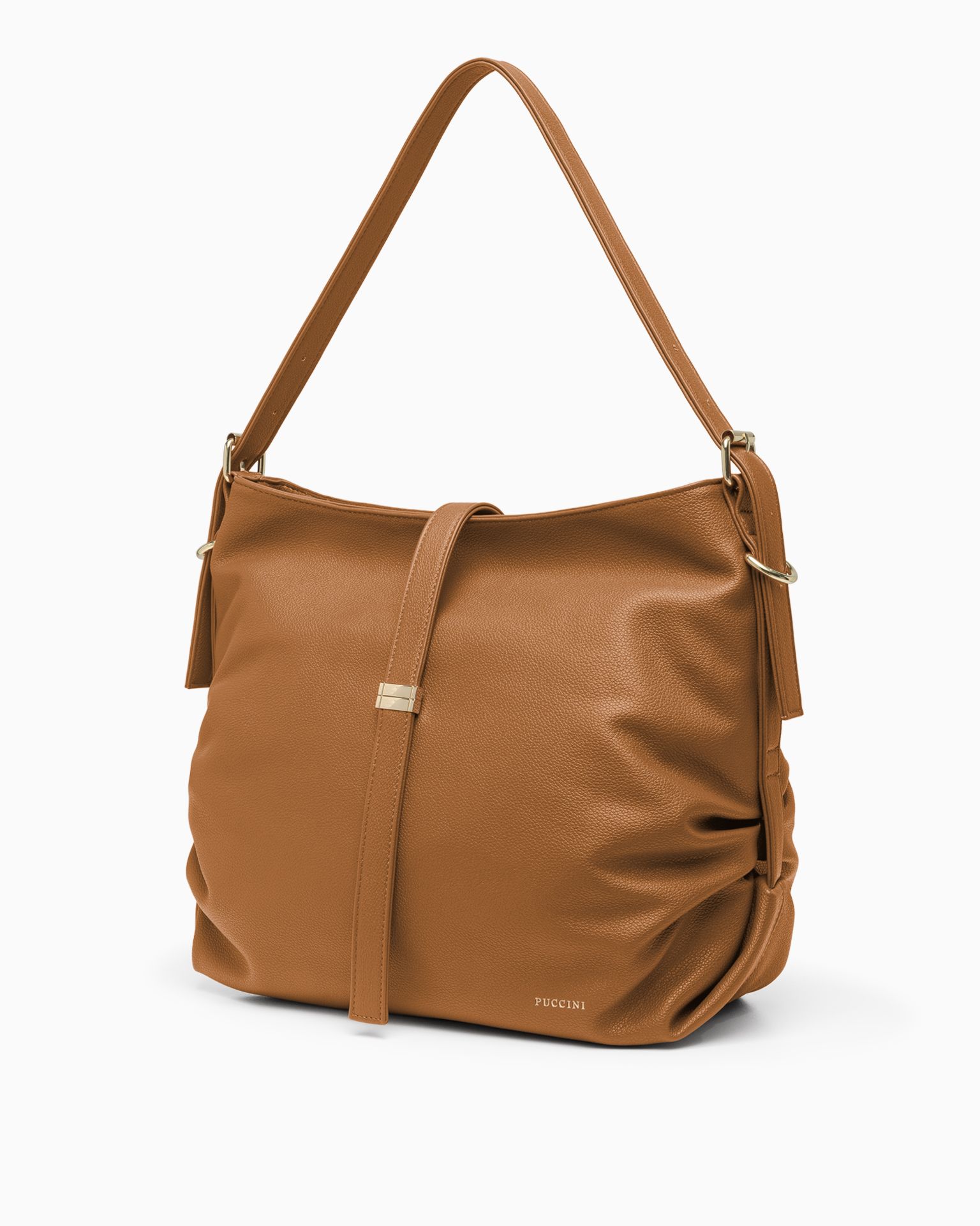 Torebka damska na ramię duża ze skóry ekologicznej jasnobrązowa