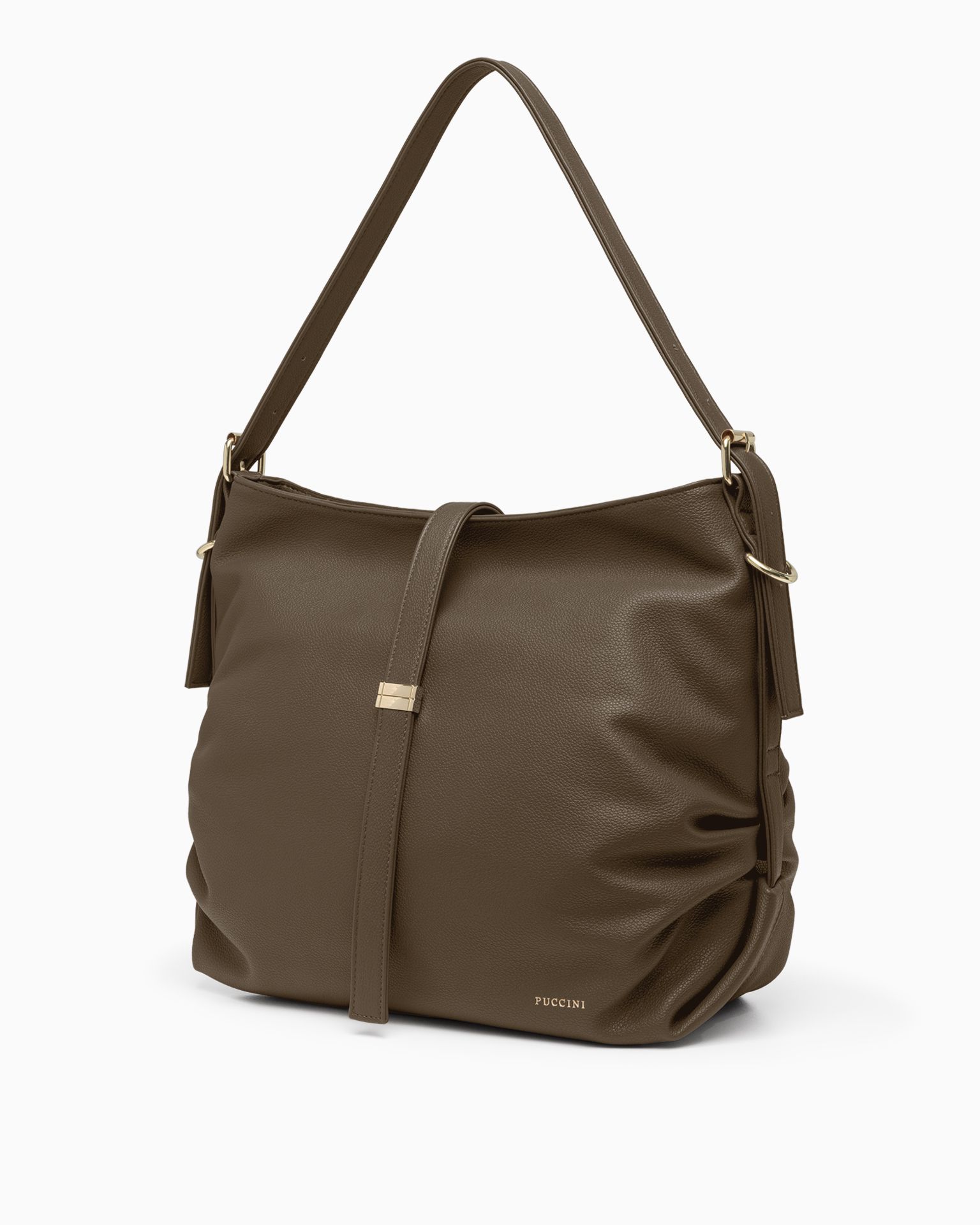 Torebka damska na ramię duża ze skóry ekologicznej brązowa