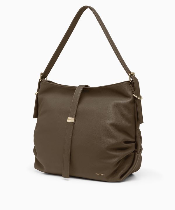 Torebka damska na ramię duża ze skóry ekologicznej brązowa