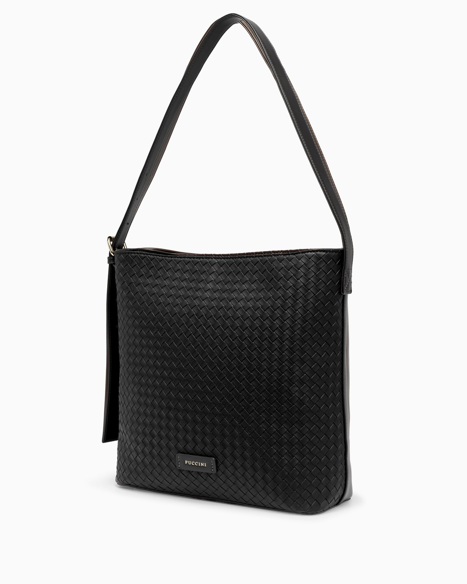 Torebka damska na ramię pleciona ze skóry ekologicznej czarna