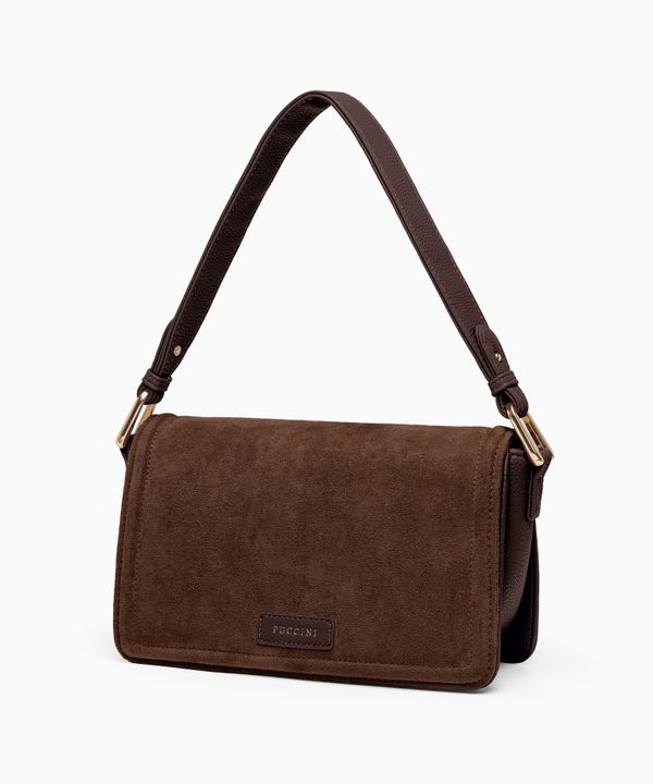 Torebka damska crossbody z ekologicznego zamszu brązowa