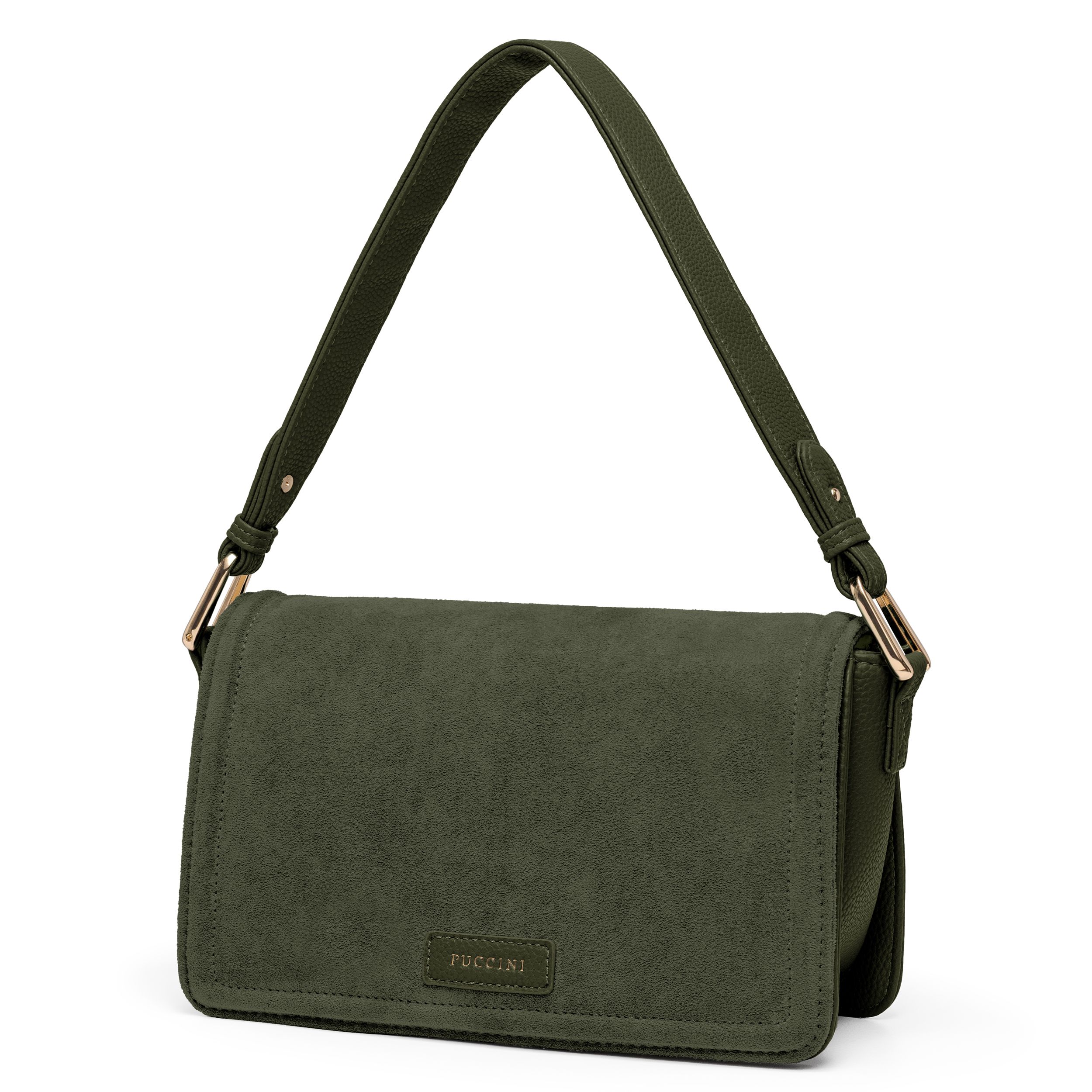 バッグ BOZZ Torebka damska crossbody z ekologicznego zamszu zielona