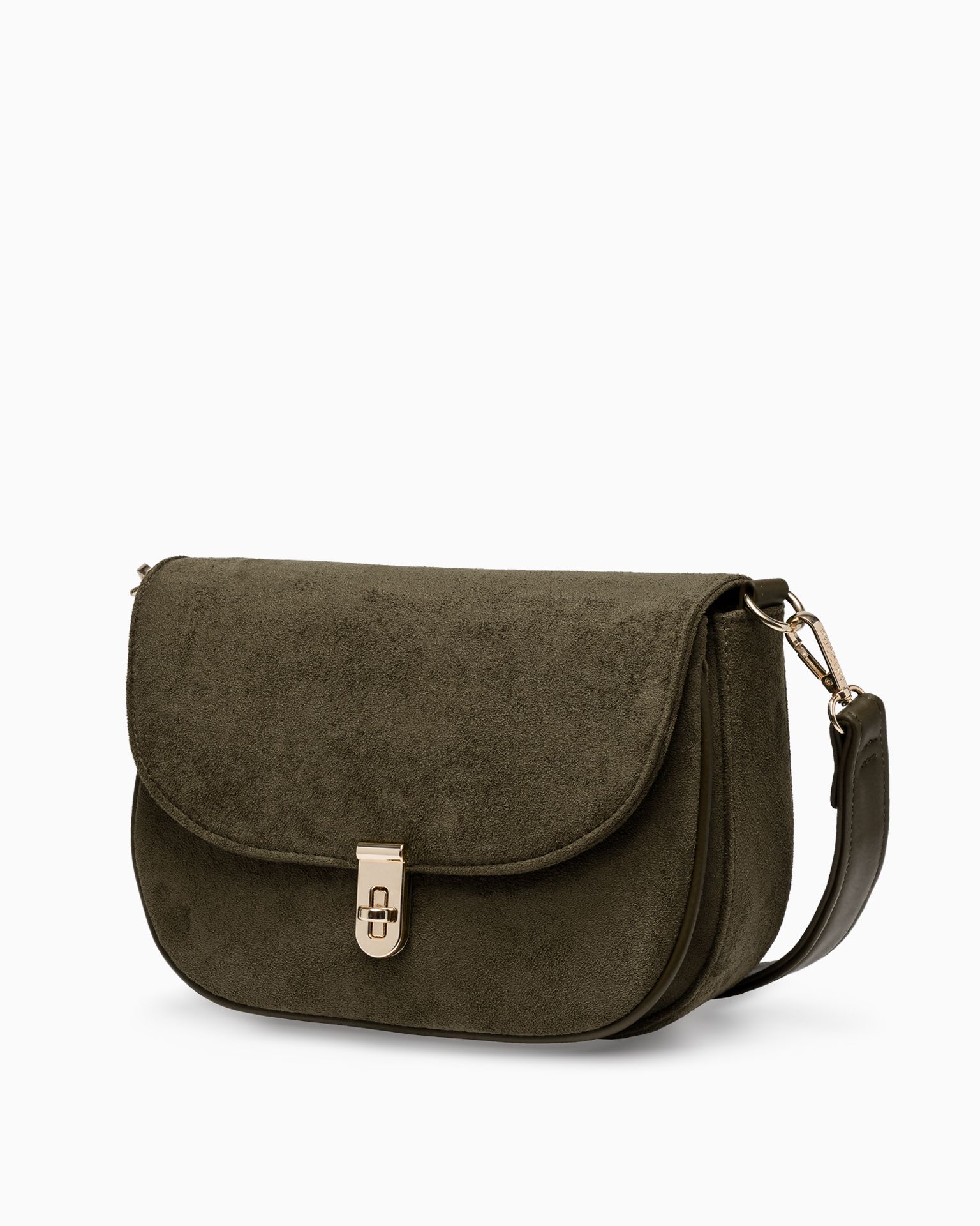 Torebka damska listonoszka z ekologicznego zamszu zielona