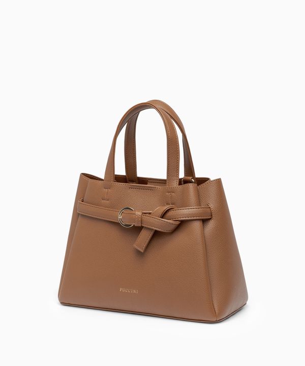 Torebka damska kuferek mała ze skóry ekologicznej brązowa