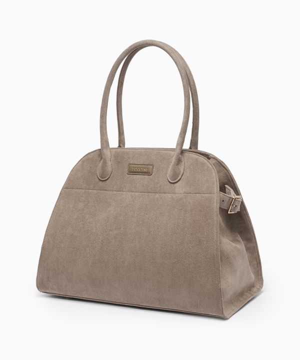 Torebka damska duża na ramię z zamszu ekologicznego beżowa