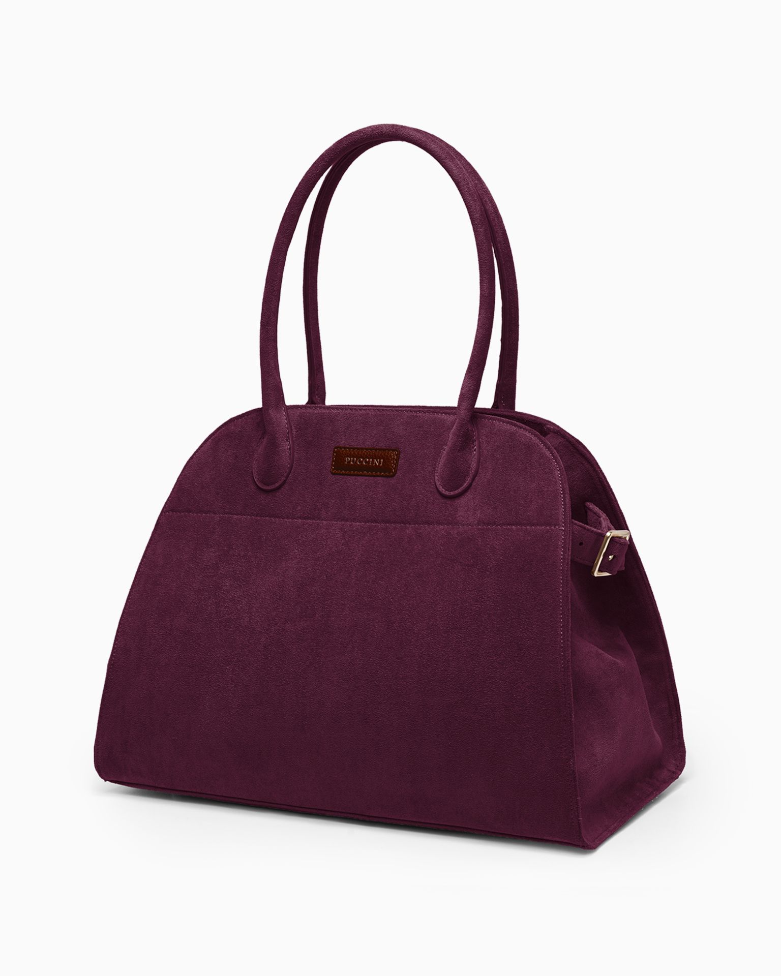 Torebka damska duża na ramię z zamszu ekologicznego bordowa