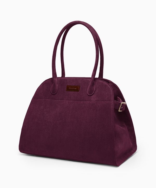 Torebka damska duża na ramię z zamszu ekologicznego bordowa