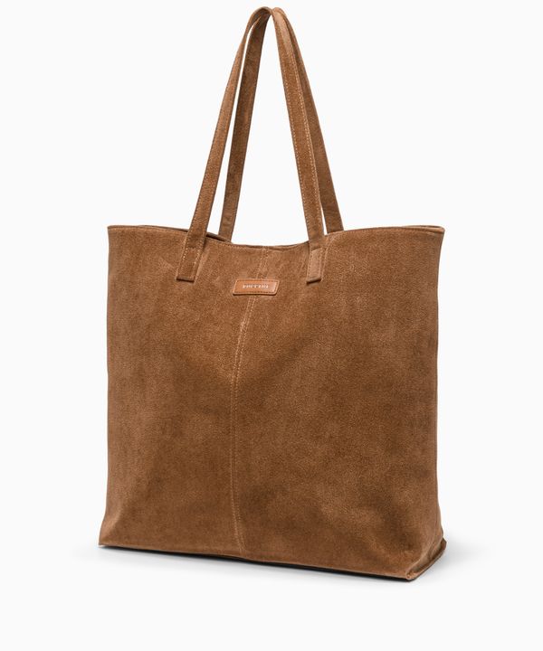 Torebka damska shopperka duża z ekologicznego zamszu jasnobrązowa