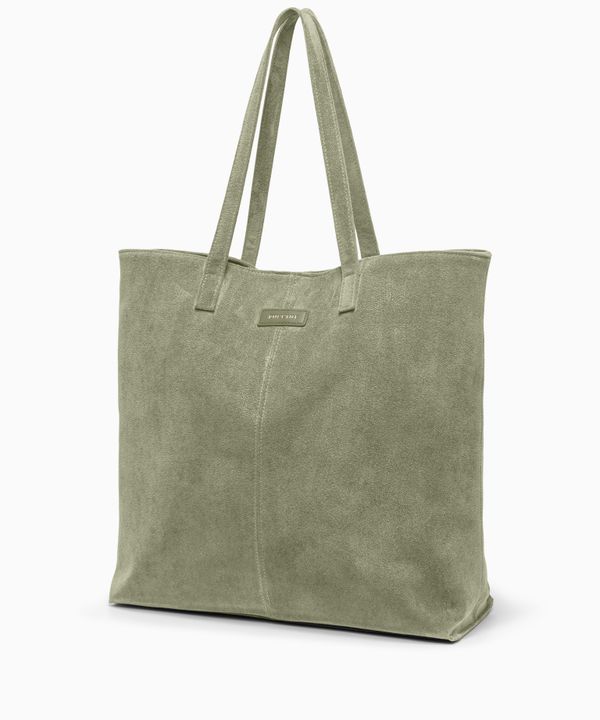 Torebka damska shopperka duża z ekologicznego zamszu zielona