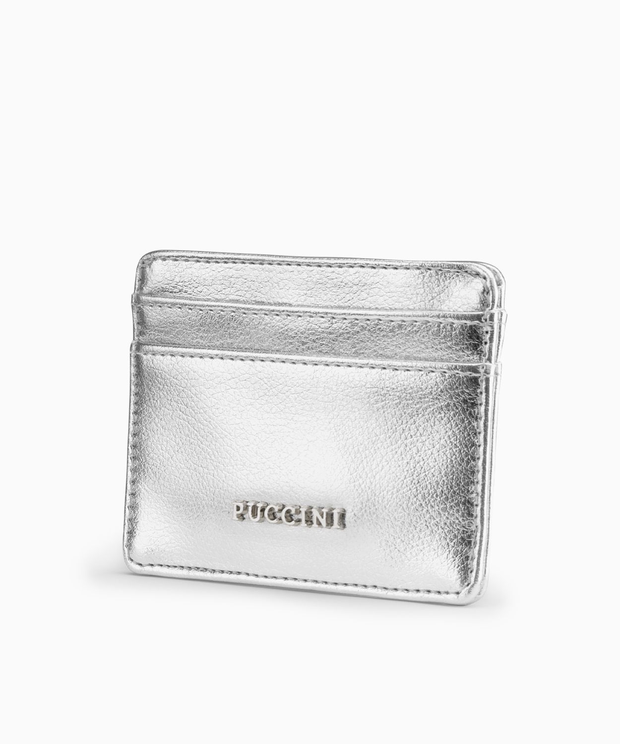 Etui na karty ze skóry ekologicznej w kolorze srebrnym