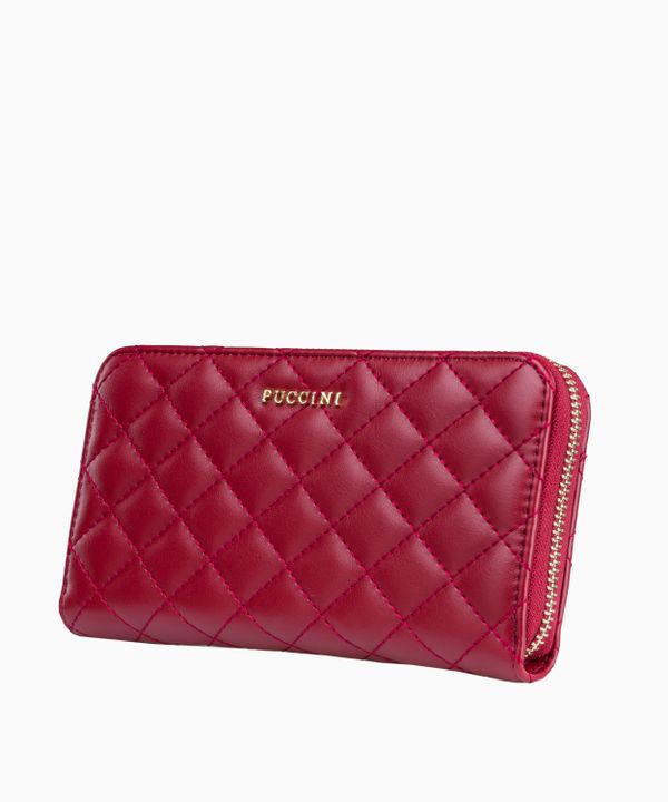 Bordowy pikowany portfel damski