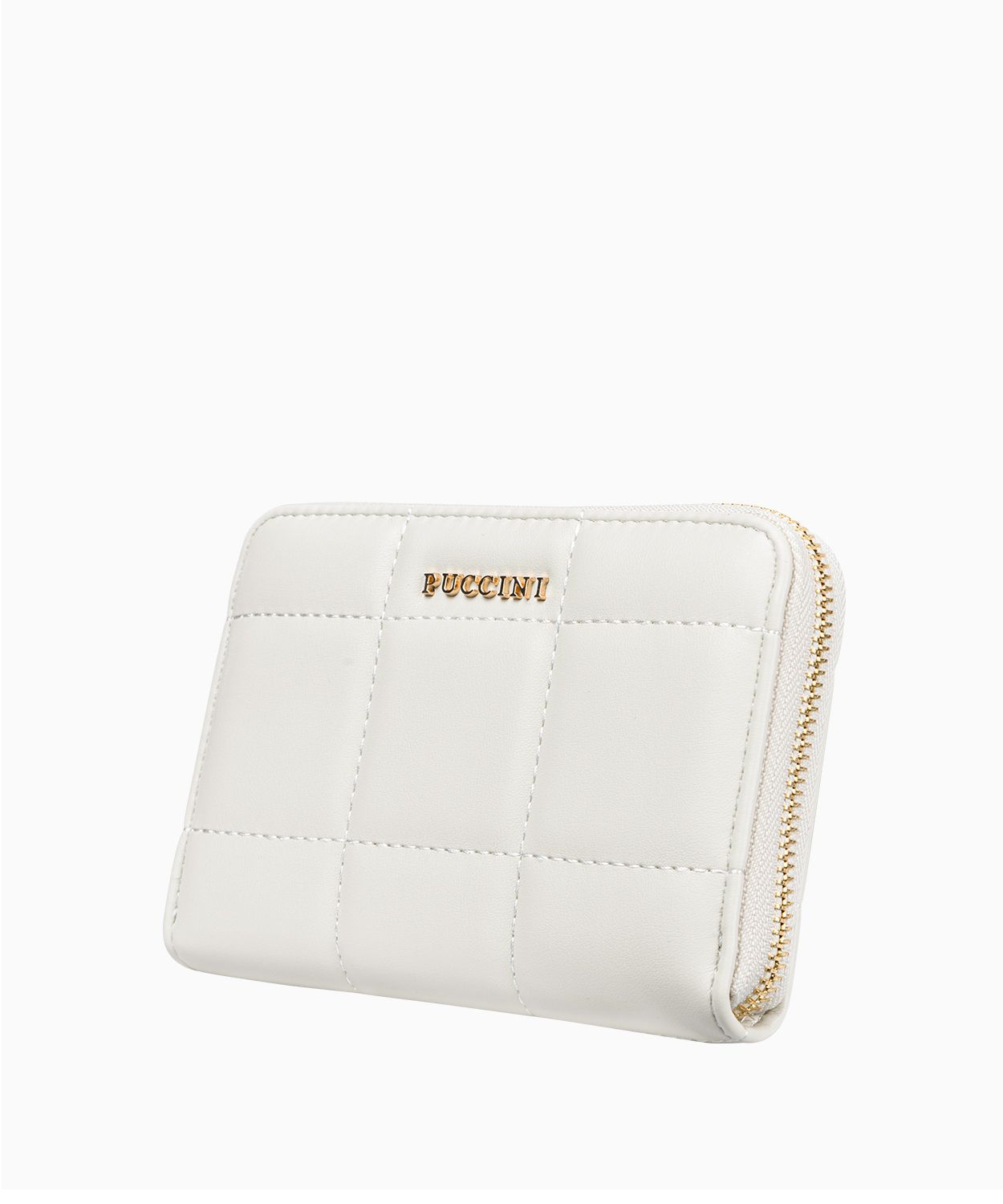 Jasnobeżowy portfel damski z ozdobnymi przeszyciami