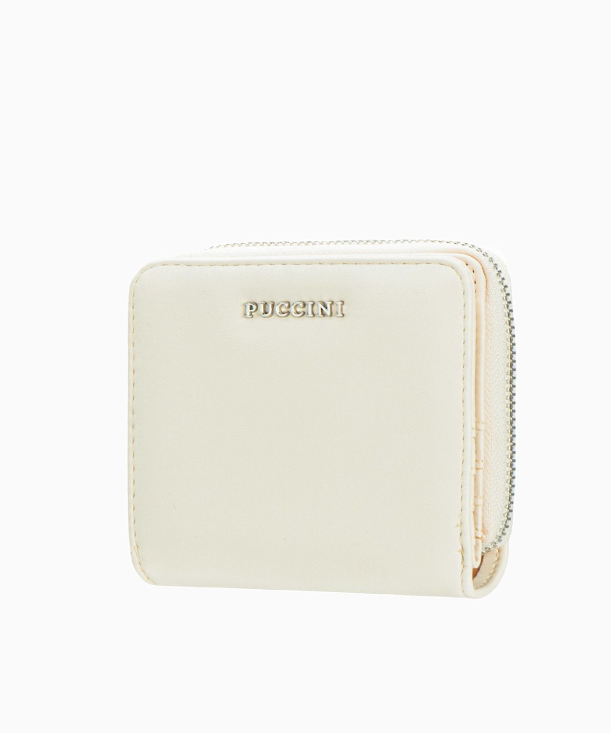 Mały jasnobeżowy portfel damski ze skóry ekologicznej