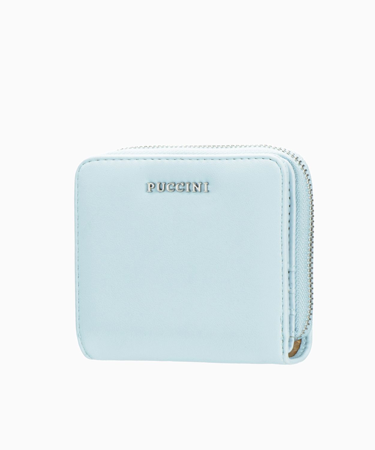 Mały jasnoniebieski portfel damski ze skóry ekologicznej