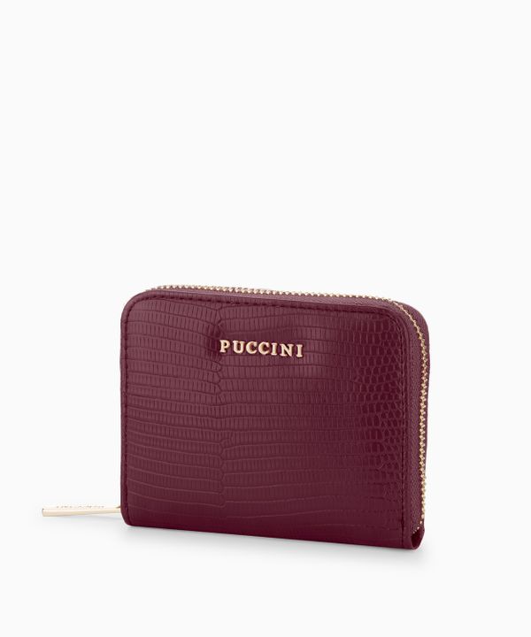 Portfel damski ze skóry ekologicznej o fakturze lizard bordowy