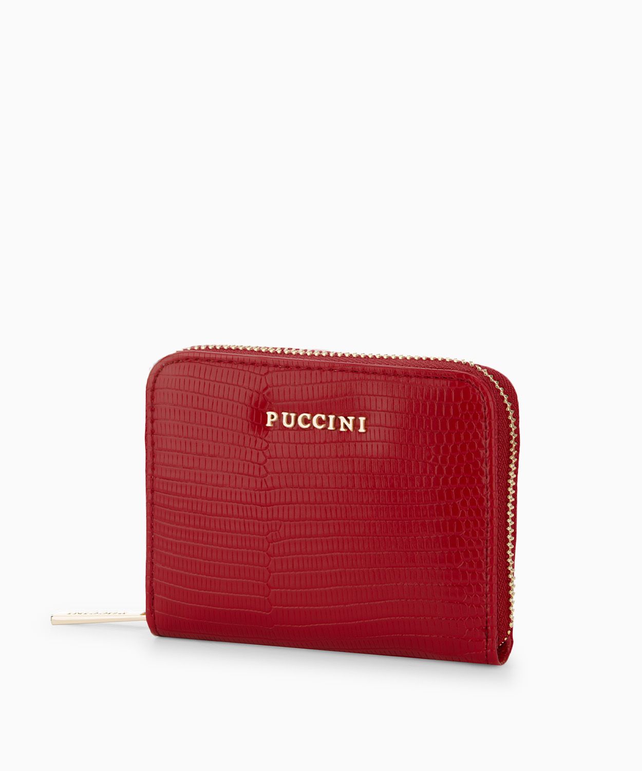 Portfel damski ze skóry ekologicznej o fakturze lizard czerwony