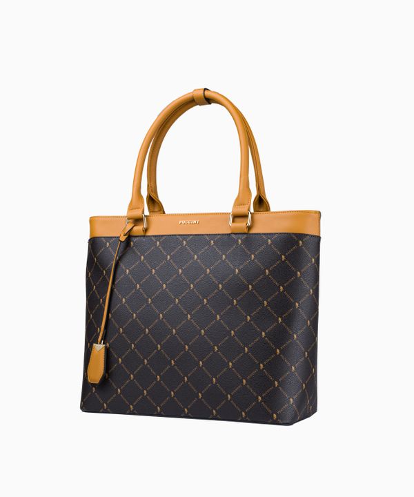 Elegancka logowana torebka typu shopper z ozdobnym brelokiem
