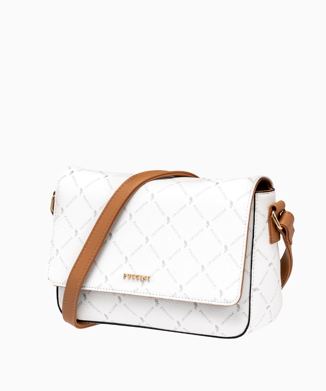 Usztywniana logowana torebka damska listonoszka biała