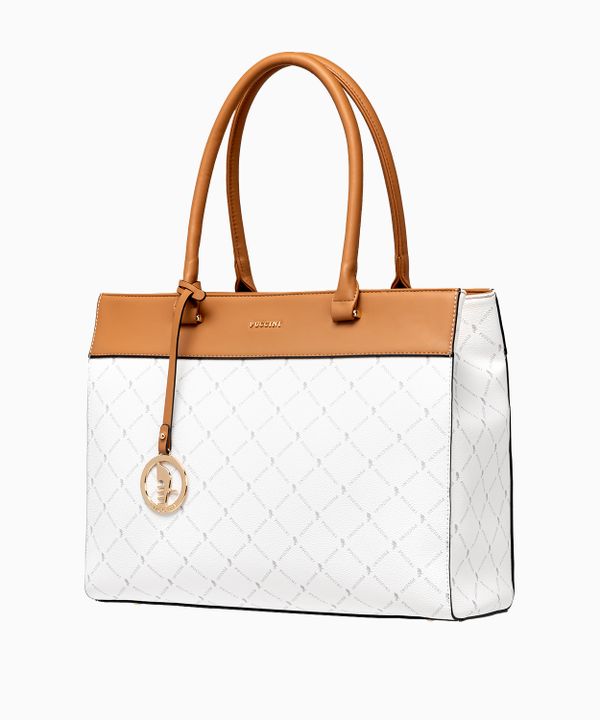 Elegancka logowana torebka damska typu shopper biała
