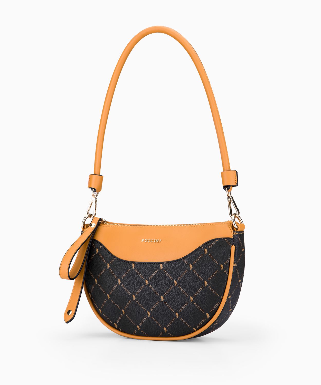 Torebka damska w kształcie półksiężyca wzór monogram