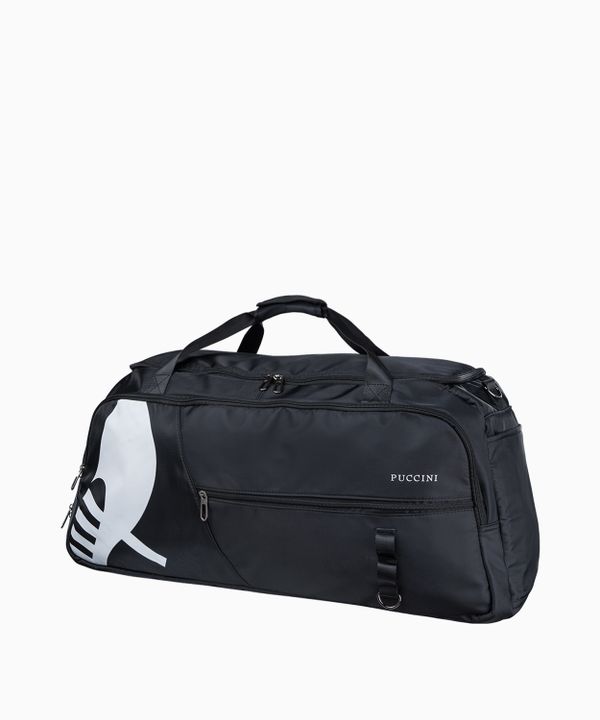 Duża czarna torba sportowa z kieszeniami