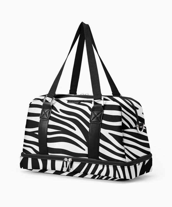 Torba weekendowa mała z dodatkową komorą na dnie - print zebra