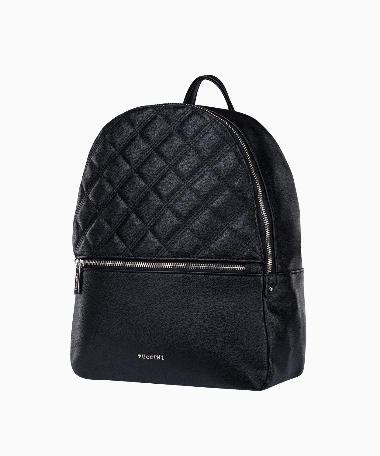 Czarny duży plecak damski z groszkowej skóry ekologicznej