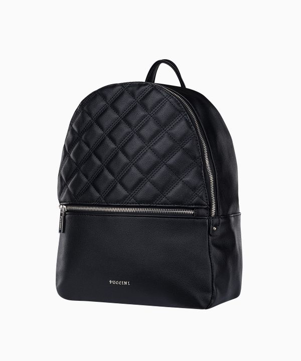 Czarny duży plecak damski z groszkowej skóry ekologicznej