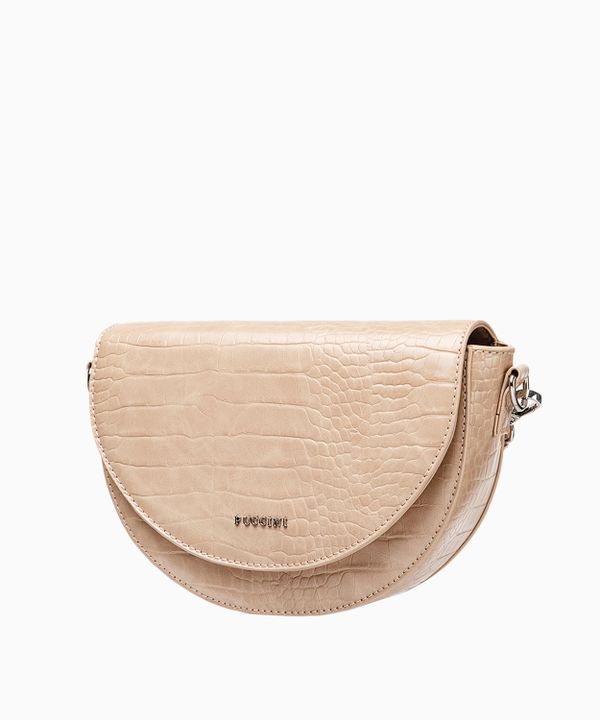 Torebka damska półksiężyc na szerokim pasku beżowa