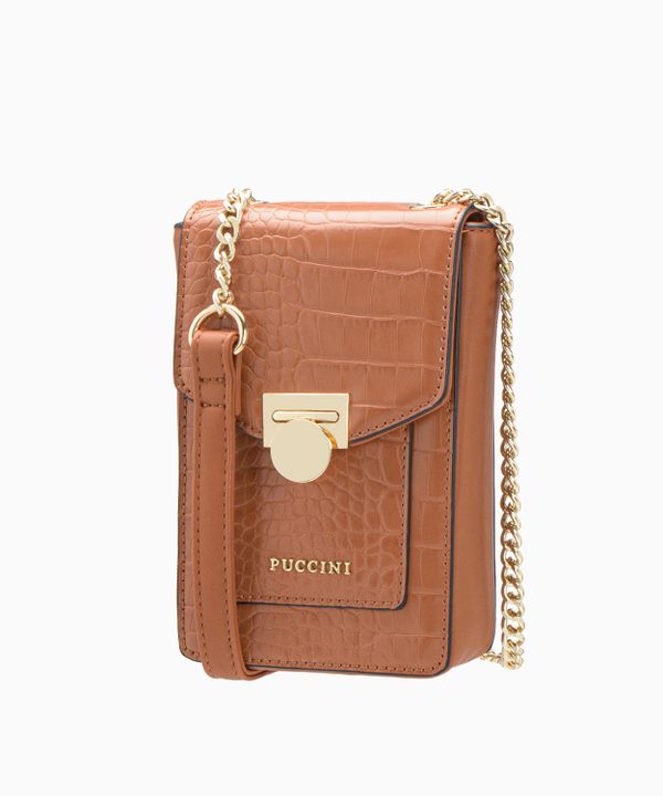 Mini torebka damska na łańcuszku brązowa