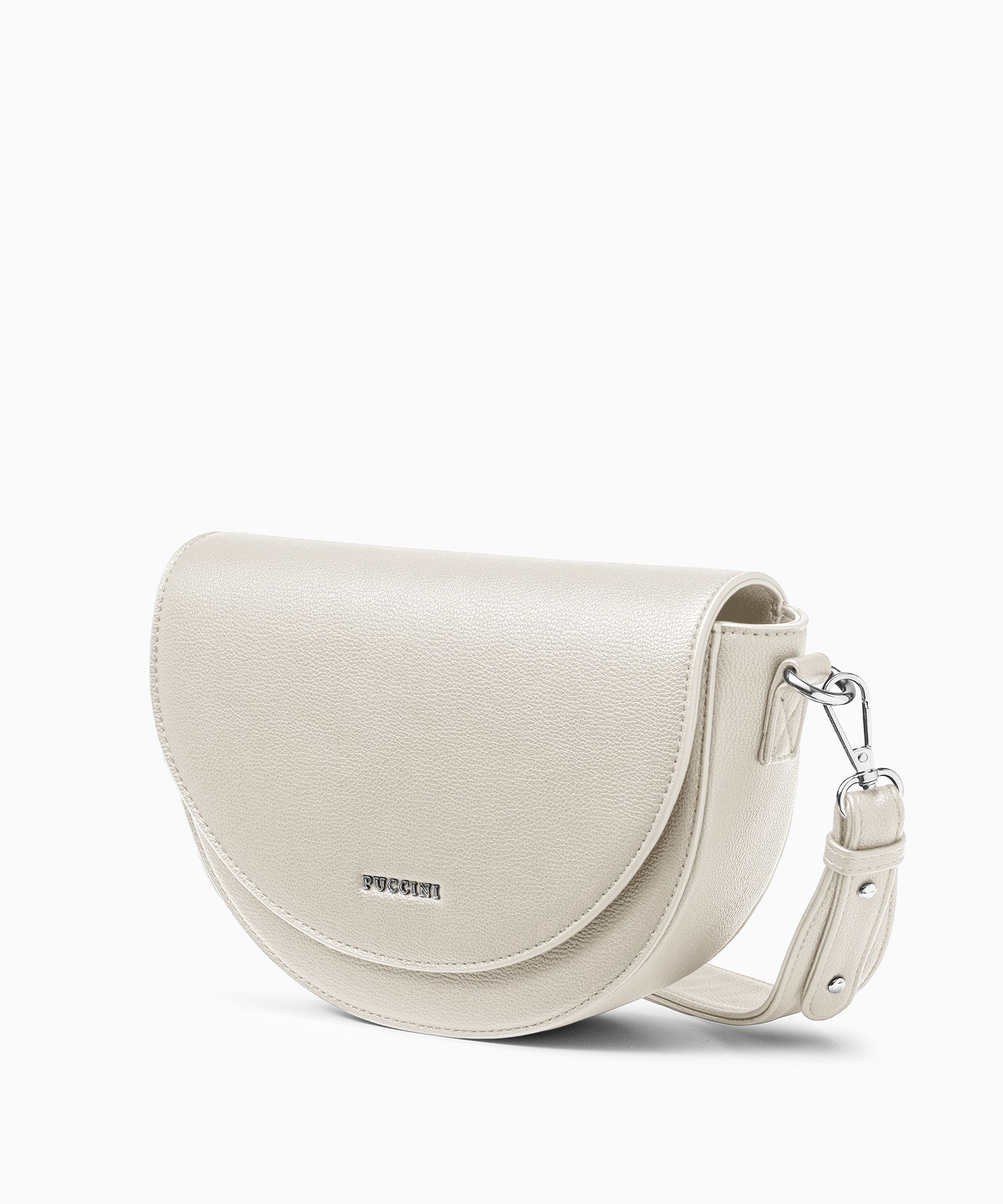 Torebka półksiężyc na szerokim pasku beżowa