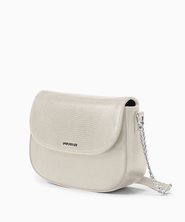 Torebka crossbody ze skóry ekologicznej w princie lizard beżowa
