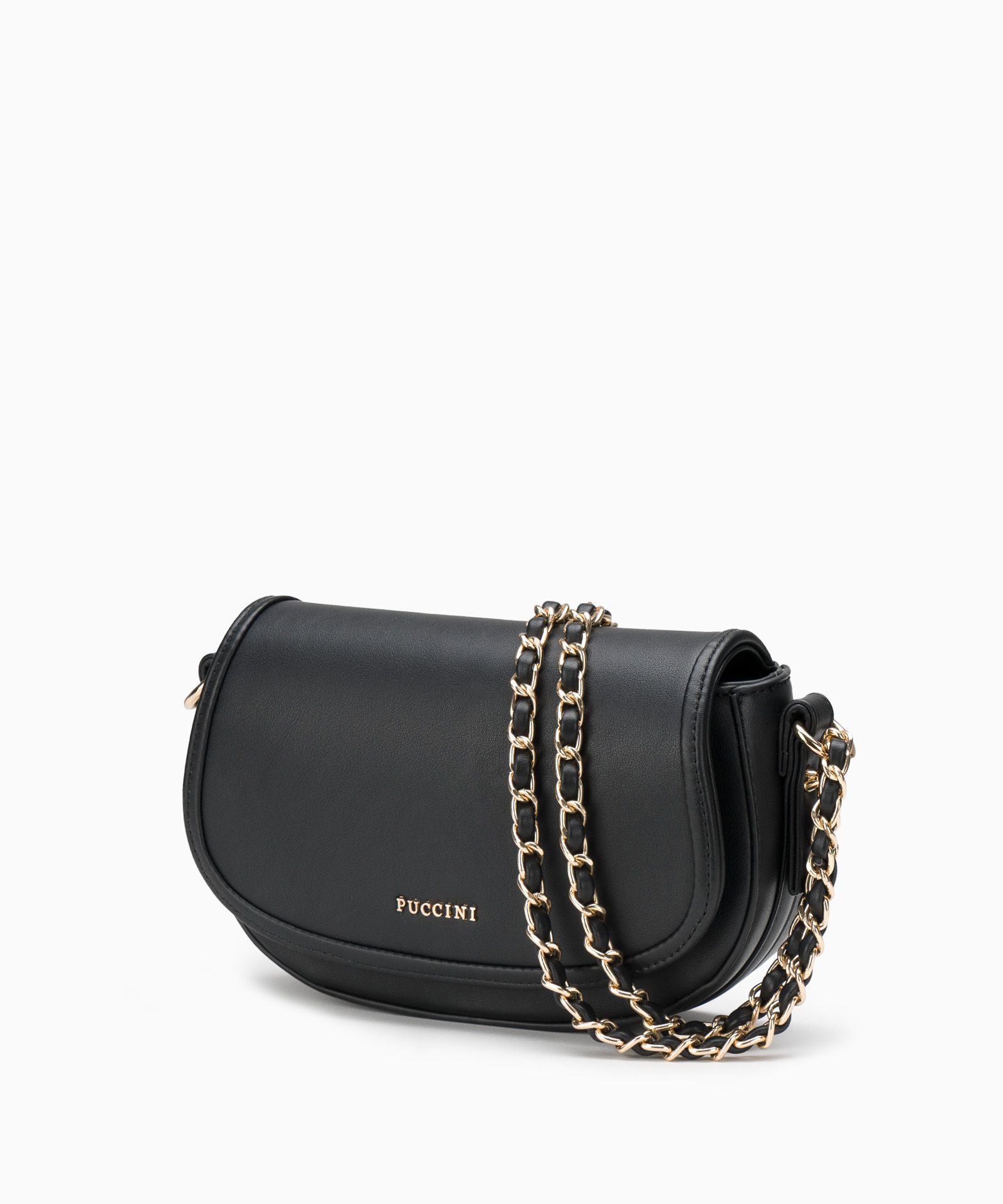 Czarna torebka crossbody z ozdobnym łańcuszkiem