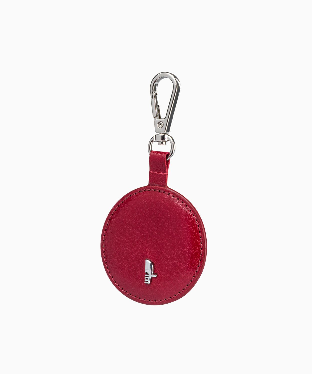 Czerwony skórzany okrągły brelok