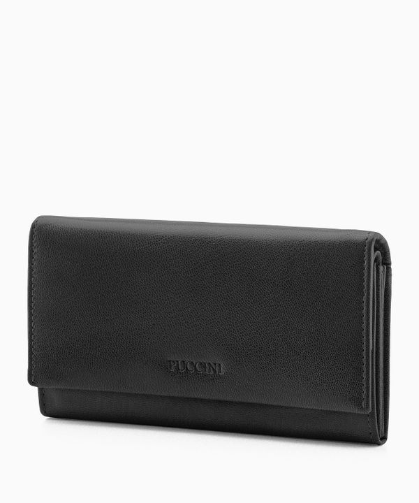 Czarny portfel damski ze skóry naturalnej