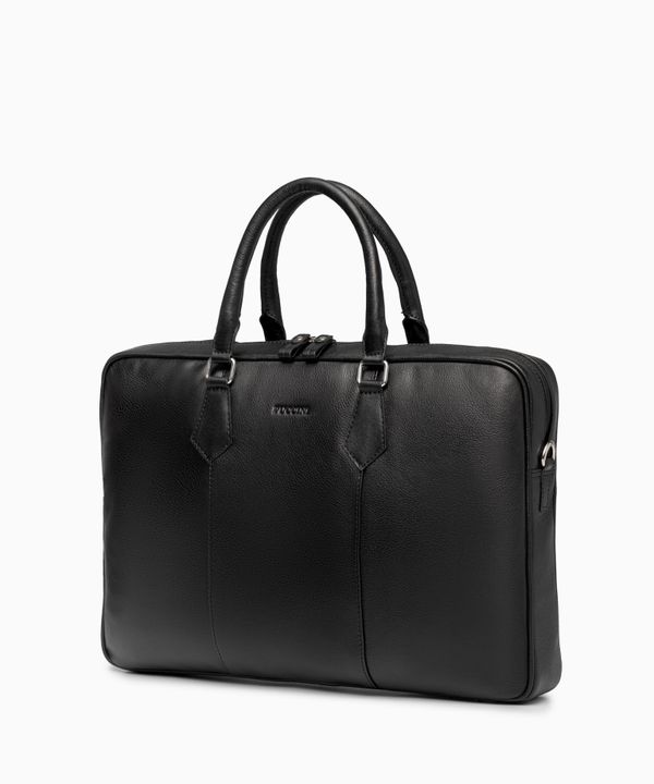 Torba na laptopa 17 cali skórzana duża czarna