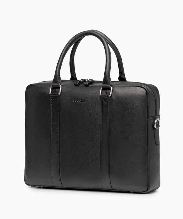 Torba na laptopa 15,6 cali ze skóry naturalnej czarna