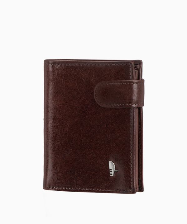 Skórzany portfel męski z zamknięciem na zatrzask w kolorze brązowym