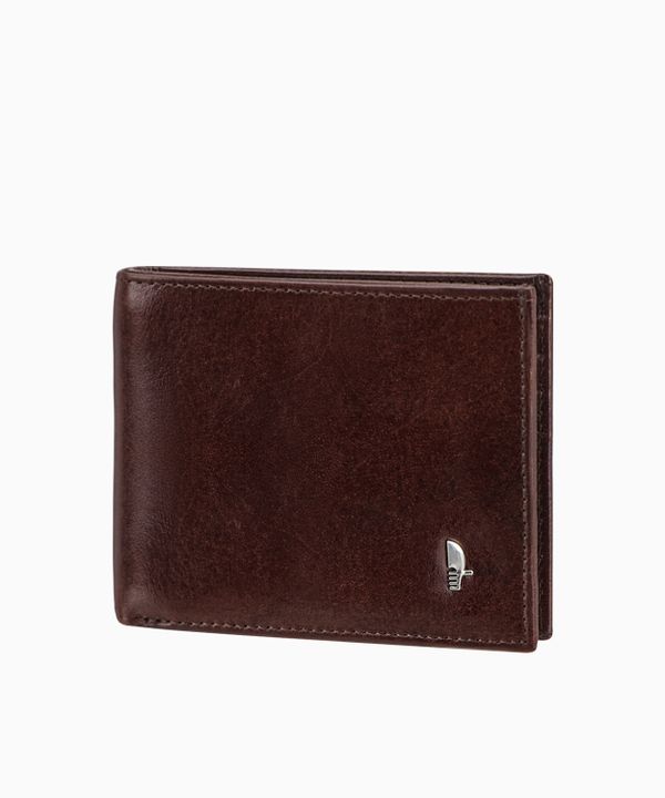 Elegancki duży męski portfel skórzany w kolorze brązowym