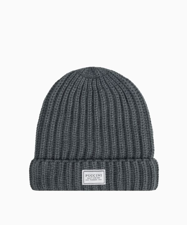 Ciemnoszara czapka beanie z grubym warkoczowym splotem