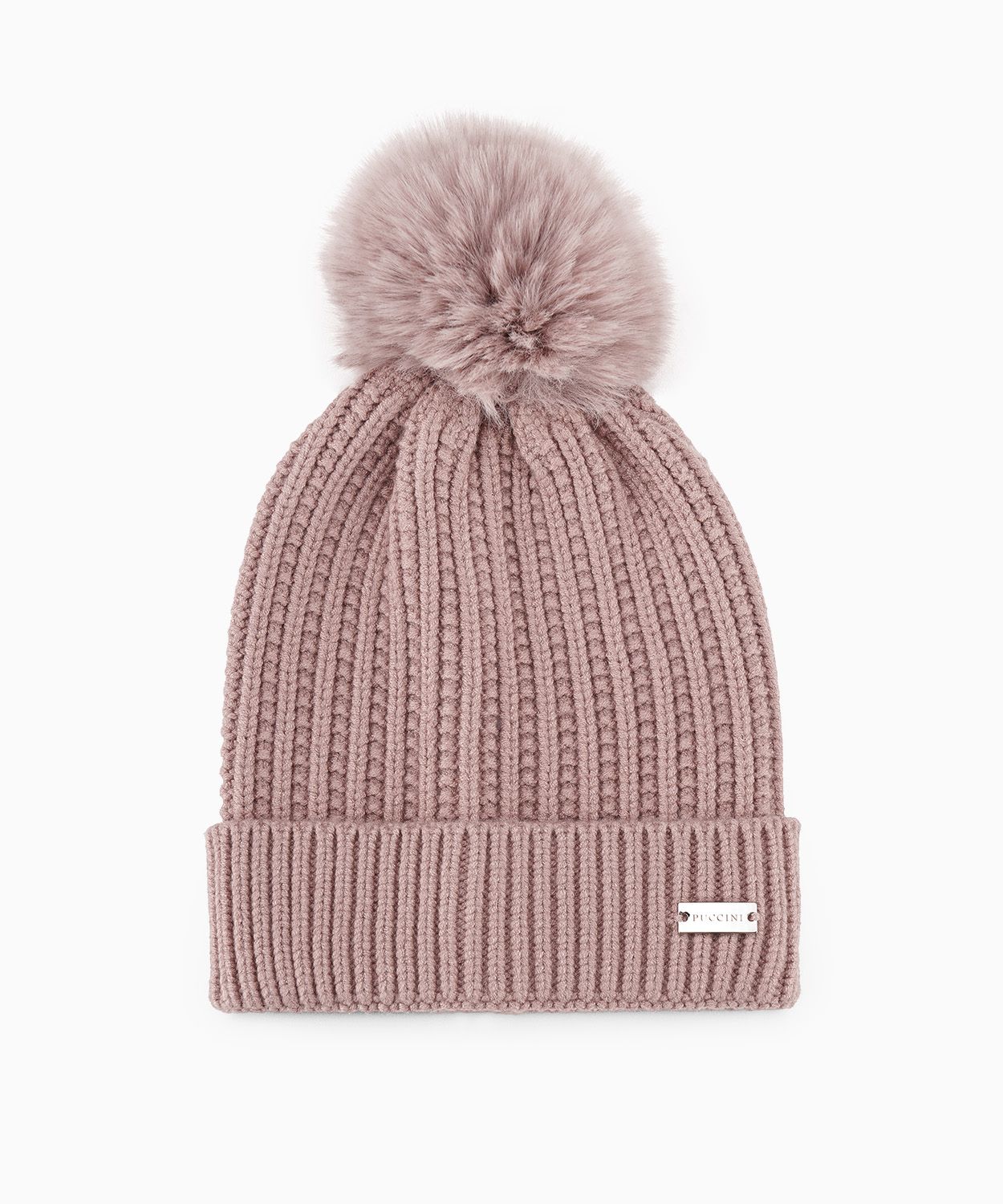Czapka zimowa z pomponem pudrowy róż