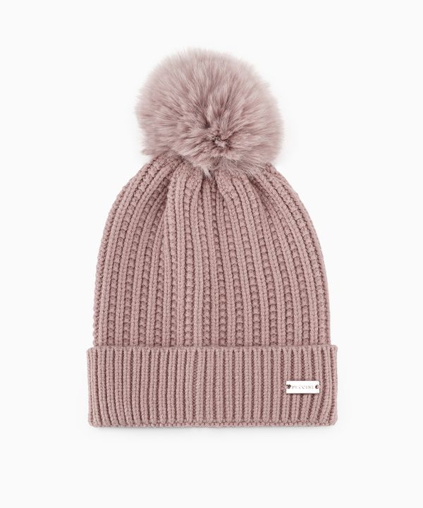 Czapka zimowa z pomponem pudrowy róż