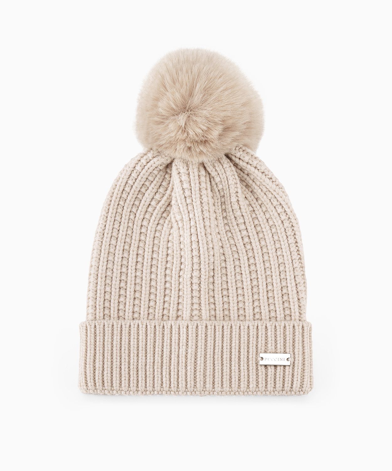 Czapka zimowa z pomponem beżowa