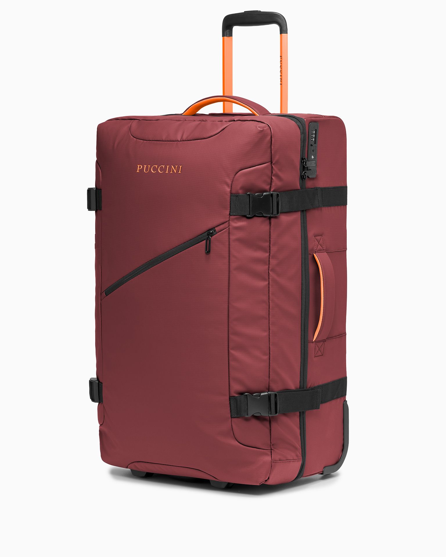 Duża walizka miękka na dwóch kółkach czerwona